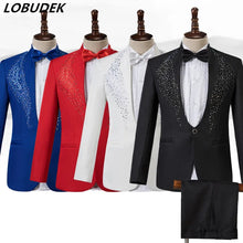 Load image into Gallery viewer, Men's Stand Collar Rhinestones Suit