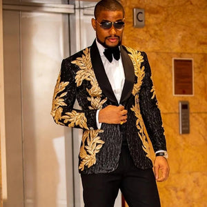 Appliques Luxury Sequin Men 2 Piece Set