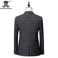 Load image into Gallery viewer, Checked Suit 3-piece Set Grid Gray Suit