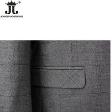 Load image into Gallery viewer, Checked Suit 3-piece Set Grid Gray Suit