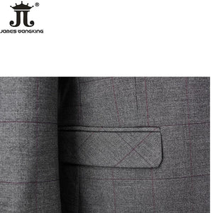 Checked Suit 3-piece Set Grid Gray Suit